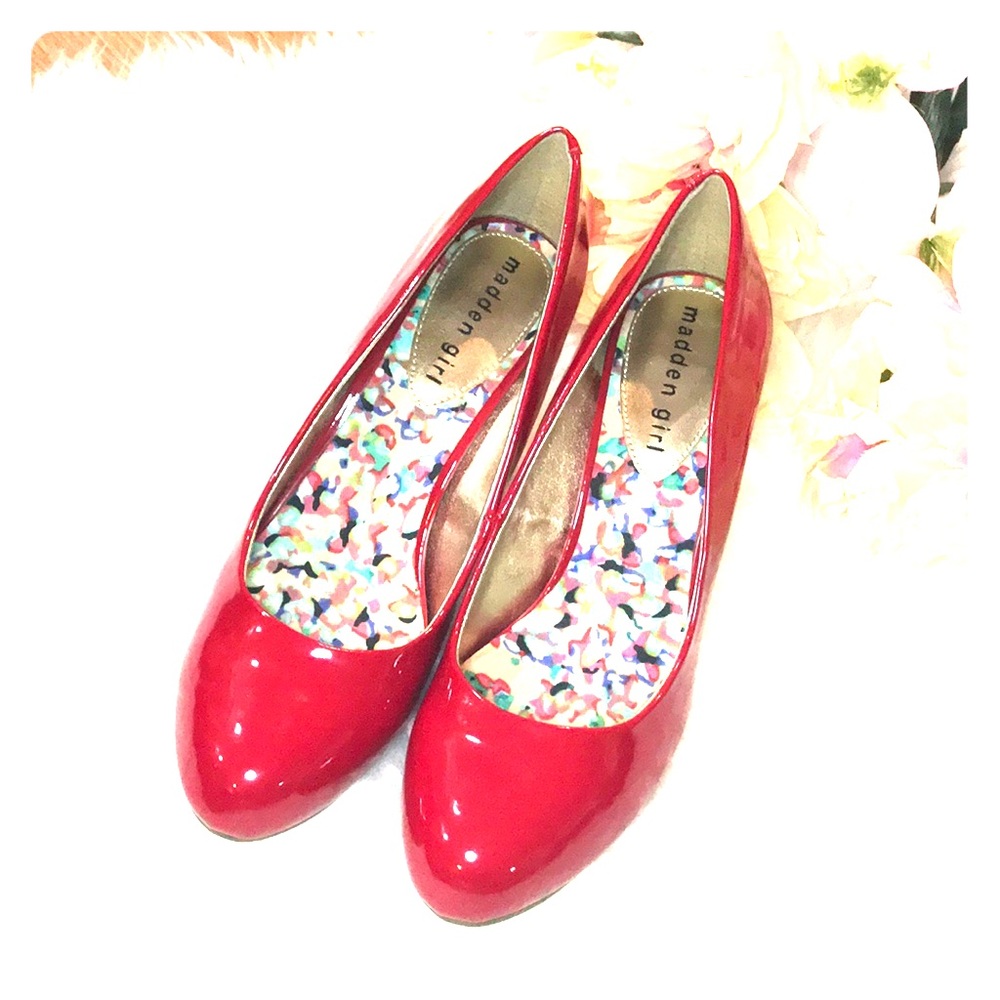 - Red madden girl heels patent leather heels 7.5